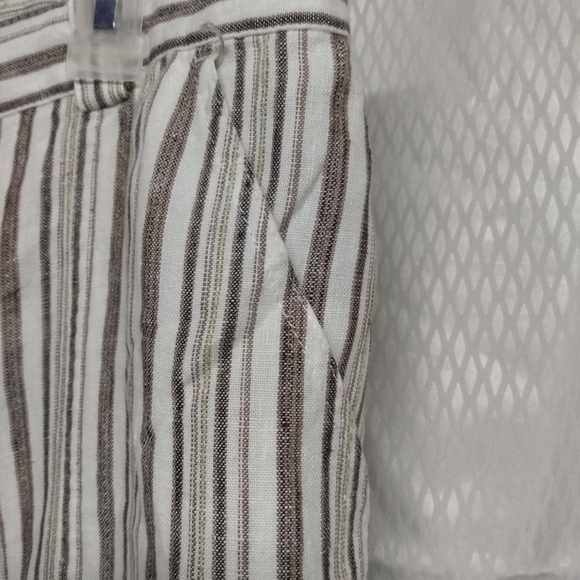 JM Petite Collection Capri 14P, Tan, Brown, Green Strip Linen, pre-owned - Picture 4 of 6